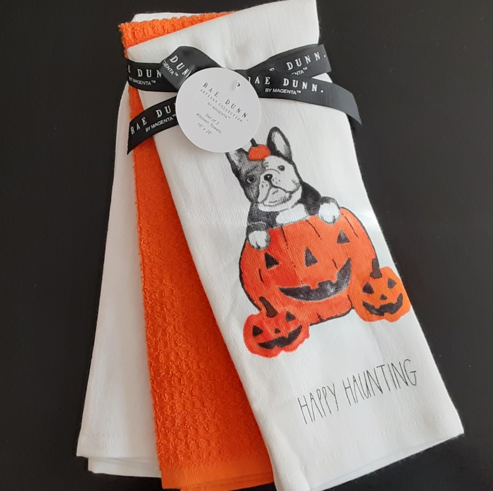 🆕️ Set of 3 Rae Dunn Halloween Kitchen Towels 🎃